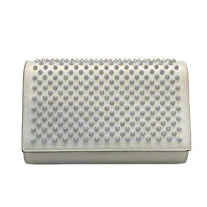 CHRISTIAN LOUBOUTIN Paloma Clutch White Leather Patent Leather Clutch Bag